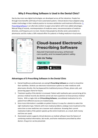 Why E-Prescribing Software is Used in the Dental Clinic?