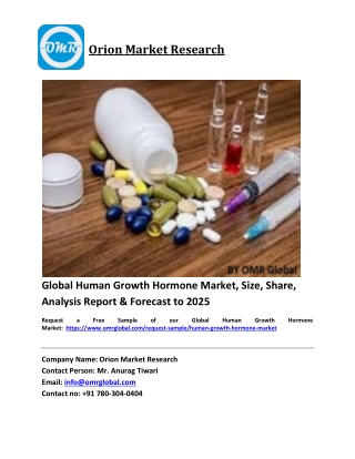 Global Human Growth Hormone Market Trends, Size, Competitive Analysis and Forecast 2019-2025