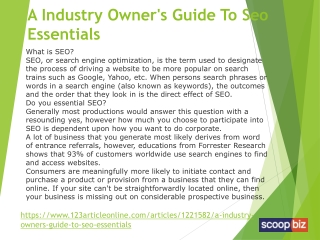 A Industry Owner's Guide To Seo Essentials