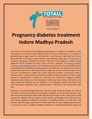 Pregnancy diabetes treatment Indore Madhya Pradesh