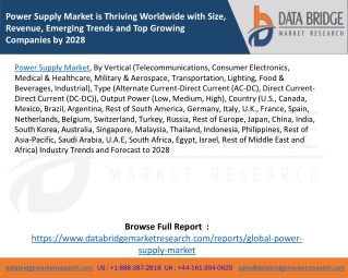 Power Supply Market is Thriving Worldwide with Size, Revenue, Emerging Trends and Top Growing Companies by 2028