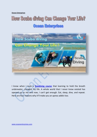How Scuba diving Can Change Your Life? | Ocean Enterprises | PDF