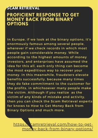 Proficient Response to Get Money Back from Binary Options