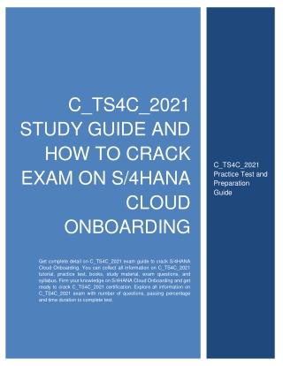 C_TS4C_2021 Study Guide and How to Crack Exam on S/4HANA Cloud Onboarding