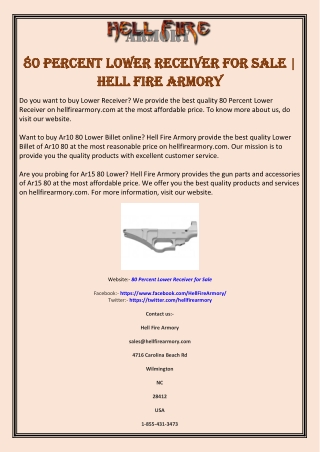 80 Percent Lower Receiver for Sale | Hell Fire Armory