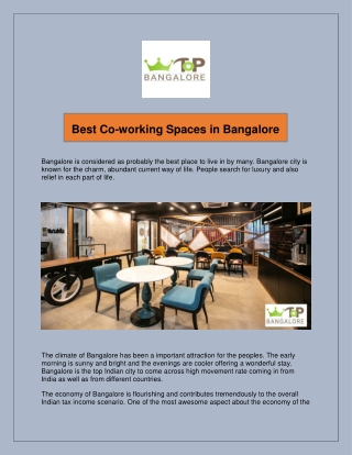 Best co-working spaces in Bangalore