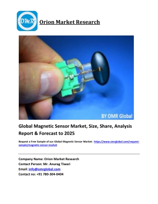 Global Magnetic Sensor Market Trends, Size, Competitive Analysis and Forecast 2019-2025