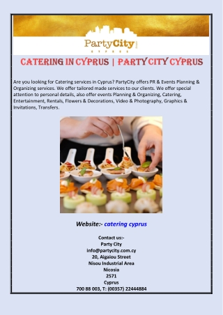 Catering in Cyprus | Party City Cyprus