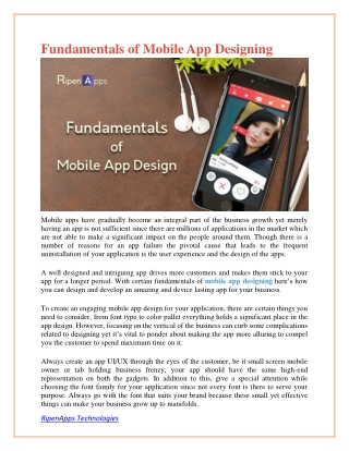 Fundamentals of Mobile App Designing