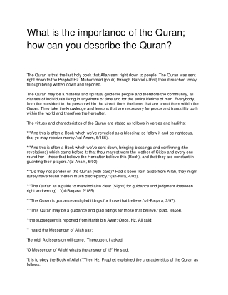 What is the importance of the Quran