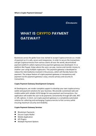 What is Crypto Payment Gateway?