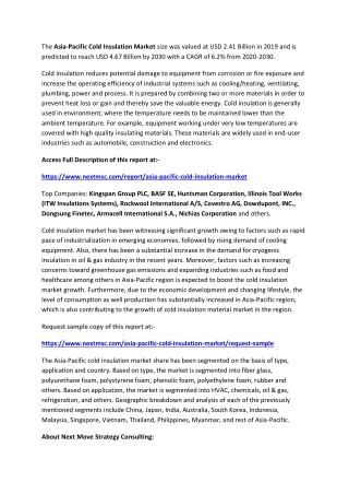Asia-Pacific Cold Insulation Market