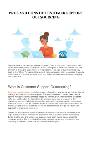 PROS AND CONS OF CUSTOMER SUPPORT OUTSOURCING