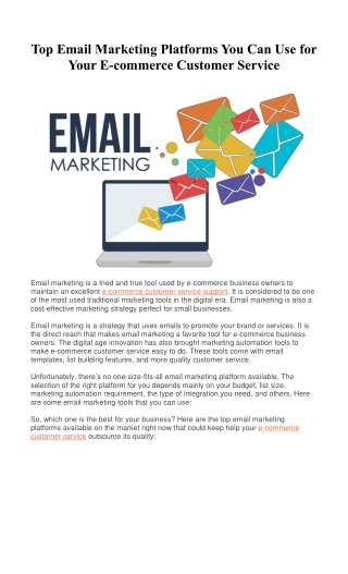 Top Email Marketing Platforms You Can Use for Your E-commerce Customer Service