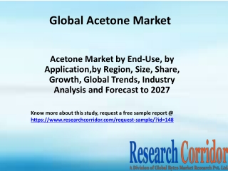 Acetone Market by End-Use, by Application,by Region, Size, Share, Growth, Global Trends, Industry Analysis and Forecast