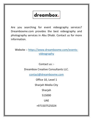 Top Event Videographer in Dubai | Dreamboxme.com