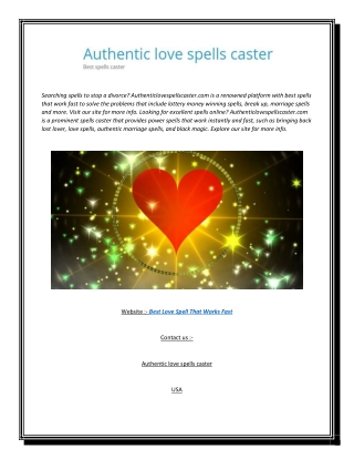 Best Love Spell That Works Fast | Authenticlovespellscaster.com
