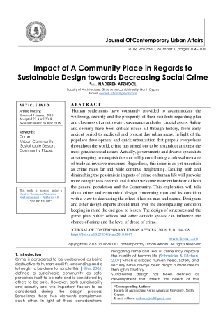 Impact of A Community Place in Regards to Sustainable Design towards Decreasing Social Crime