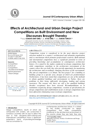 Effects of Architectural and Urban Design Project Competitions on Built Environment and New Discourses Brought Thereby