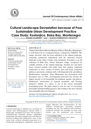 Cultural Landscape Devastation because of Poor Sustainable Urban Development Practice Case Study: Kostanjica, Boka Bay,