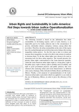 Urban Rights and Sustainability in Latin-America: First Steps towards Urban Justice Operationalization