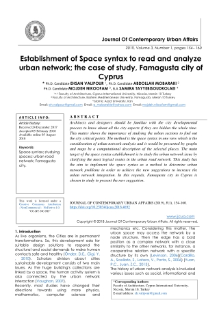 Establishment of Space syntax to read and analyze urban network; the case of study, Famagusta city of Cyprus