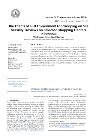 The Effects of Built Environment Landscaping on Site Security: Reviews on Selected Shopping Centers in İstanbul