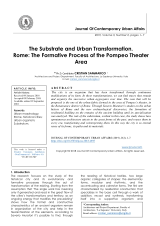 The Substrate and Urban Transformation. Rome: The Formative Process of the Pompeo Theater Area