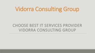 Choose Best IT services Provider Vidorra Consulting Group