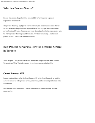 Best Process Server in Greater Toronto Area