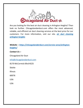 Best Air Duct Cleaning Arlington Heights | Chicagoland Air Duct