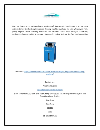 Engine Carbon Cleaning Machine Pakistan | Awesome-industrial.com