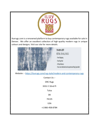 Buy Online Contemporary Rugs in Denver | Iluvrugs.com