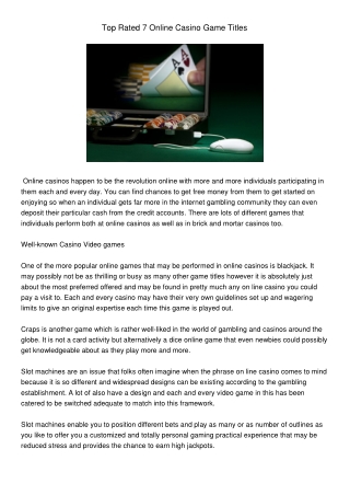 TopRated7OnlineCasinoGameTitles