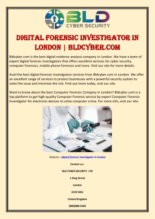 Digital Forensic Investigator in London | Bldcyber.com