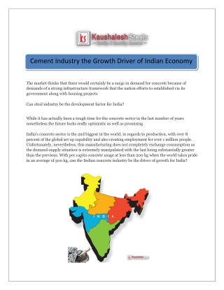 Cement Industry the Growth Driver of Indian Economy