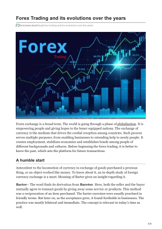 Forex Trading and its evolutions over the years