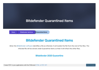 Bitdefender Quarantined Items | How to Use and Restore Files