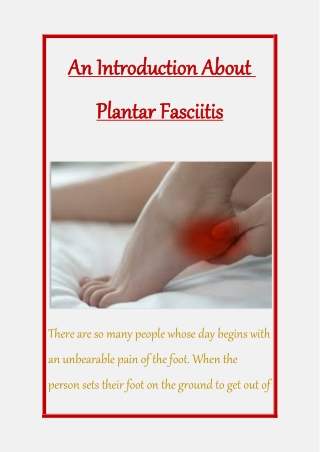 An Introduction About Plantar Fasciitis