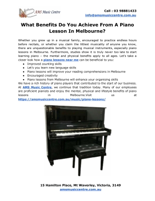 What Benefits Do You Achieve From A Piano Lesson In Melbourne?