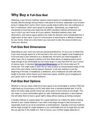 Why Buy a Full-Size Bed