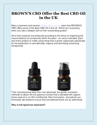 BROWN'S CBD Offer the Best CBD Oil in the UK