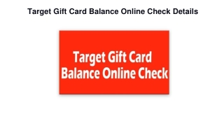 Target Gift Card Balance Online Check Details