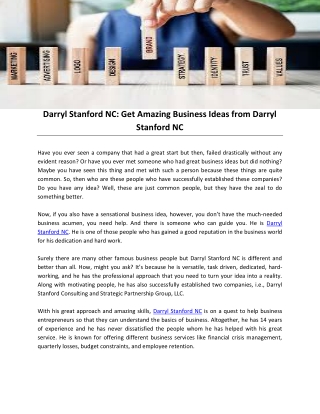 Darryl Stanford NC: Get Amazing Business Ideas from Darryl Stanford NC