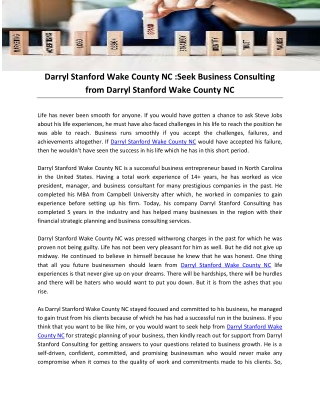 Darryl Stanford Wake County NC :Seek Business Consulting from Darryl Stanford Wake County NC