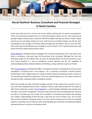 Darryl Stanford: Business Consultant and Financial Strategist In North Carolina