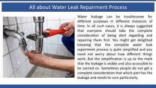 All about Water Leak Repairment Process