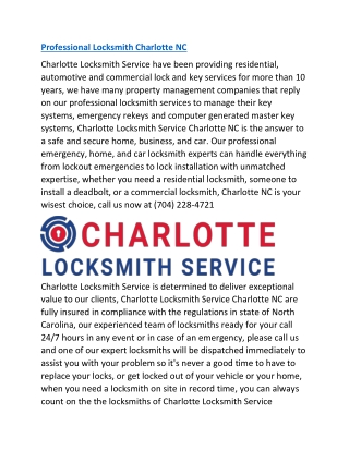 Charlotte Locksmith Service