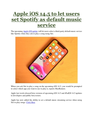 Apple iOS 14.5 to let users set Spotify as default music service