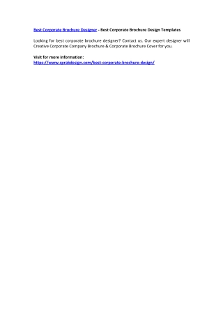 Best Corporate Brochure Designer - Best Corporate Brochure Design Templates